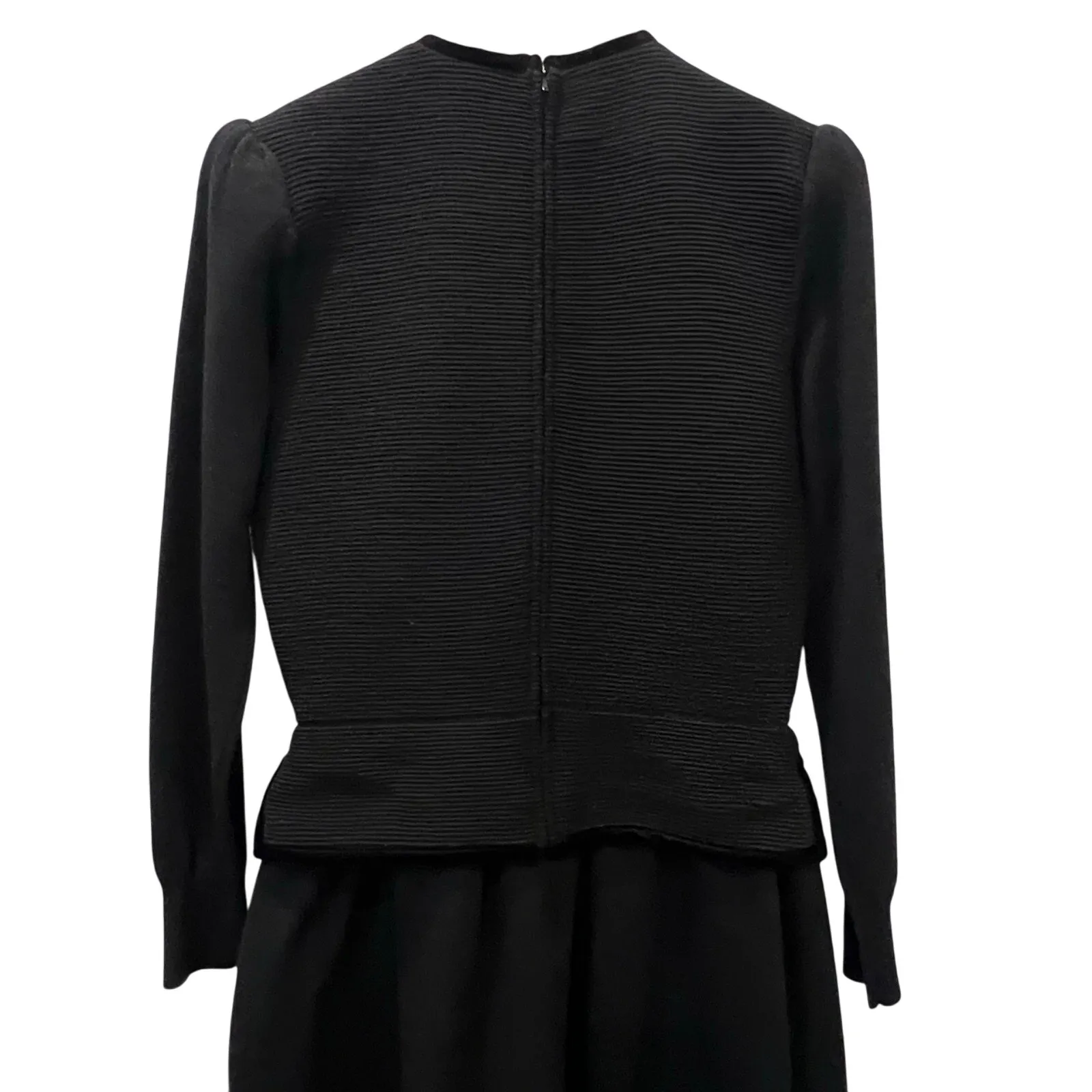 Vintage Womens Ciao Ltd Midi Dress Black Knit Wool Size 10 - Image 7