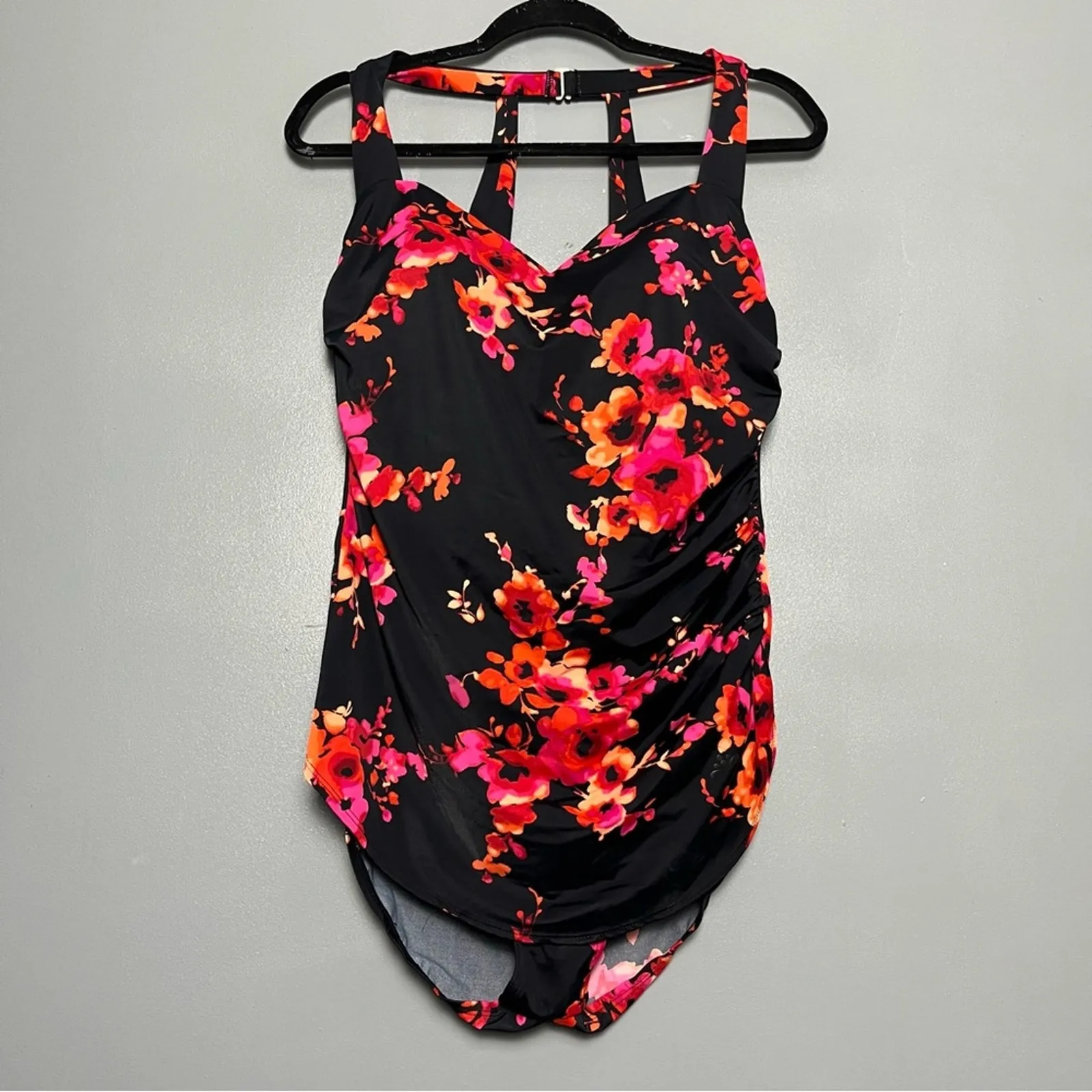 NWT Swimsuits For All Aquabelle Draped Sarong Front One Piece Women’s Size 14 Pink - Image 3