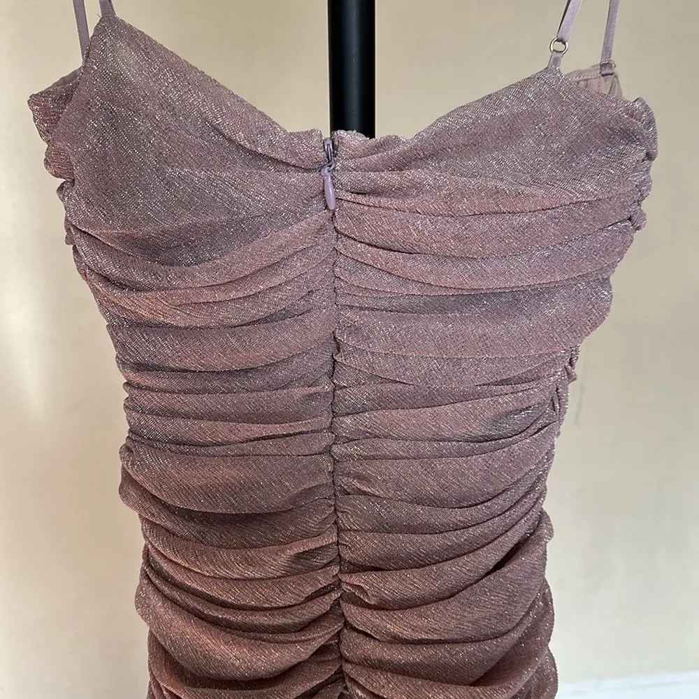 House of CB Ella Dress BodyCon Pink Ruched Sparkle Mesh Metallic Party NWOT sz M - Image 7