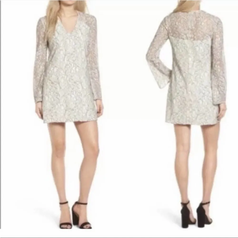 Wayf White Lace Long, Bell Sleeve Mini Dress, New with Tags - Image 2