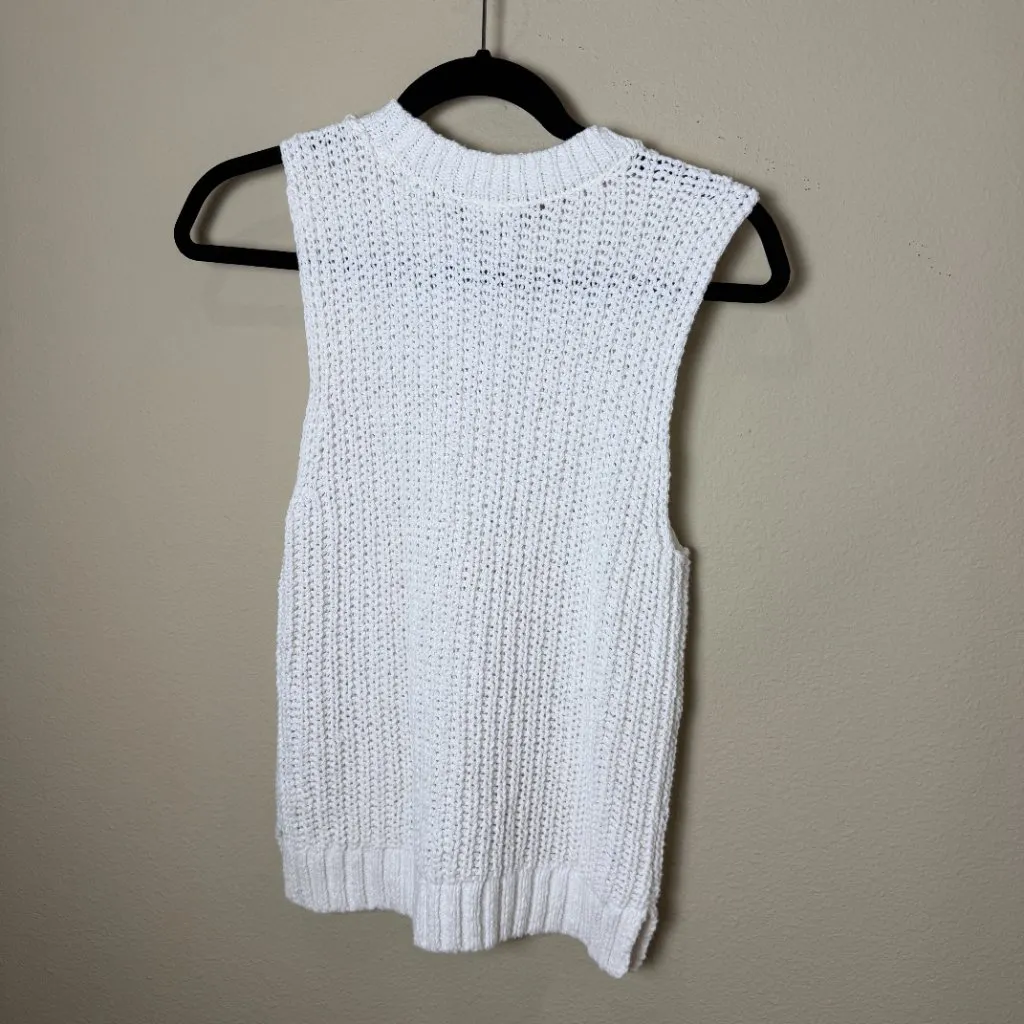 ABERCROMBIE & FITCH Open Knit Sweater Tank Top Vest White Cream Size Small - Image 6