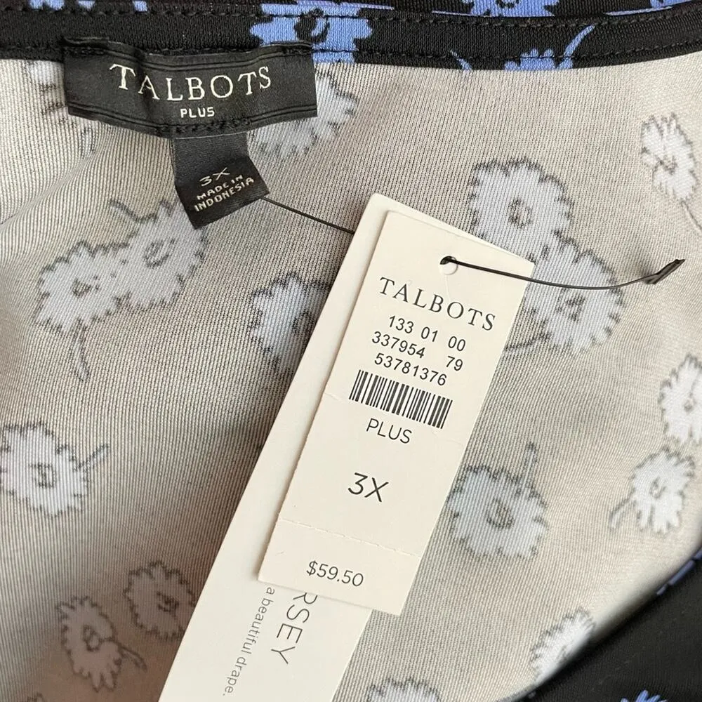 Talbots Blue Black Daisy Knit Jersey sleeveless scoop neck tank top shirt 3X new - Image 8