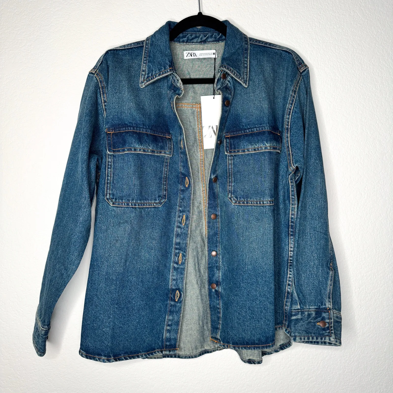 Zara Blue Denim Shirt Jacket - Image 3