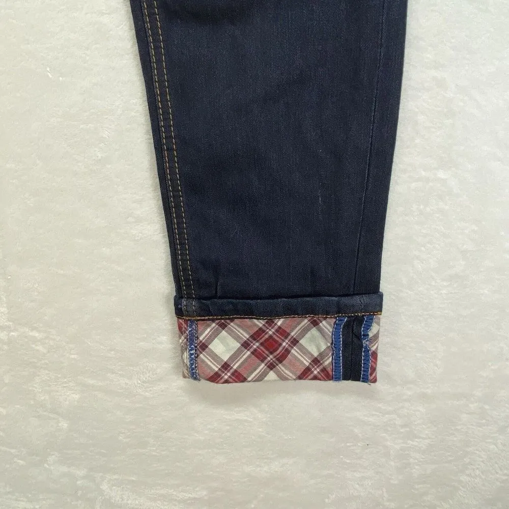 Grace In LA Jeans Womens 31 cropped‎ quilted pockets plaid cuffs - Image 4