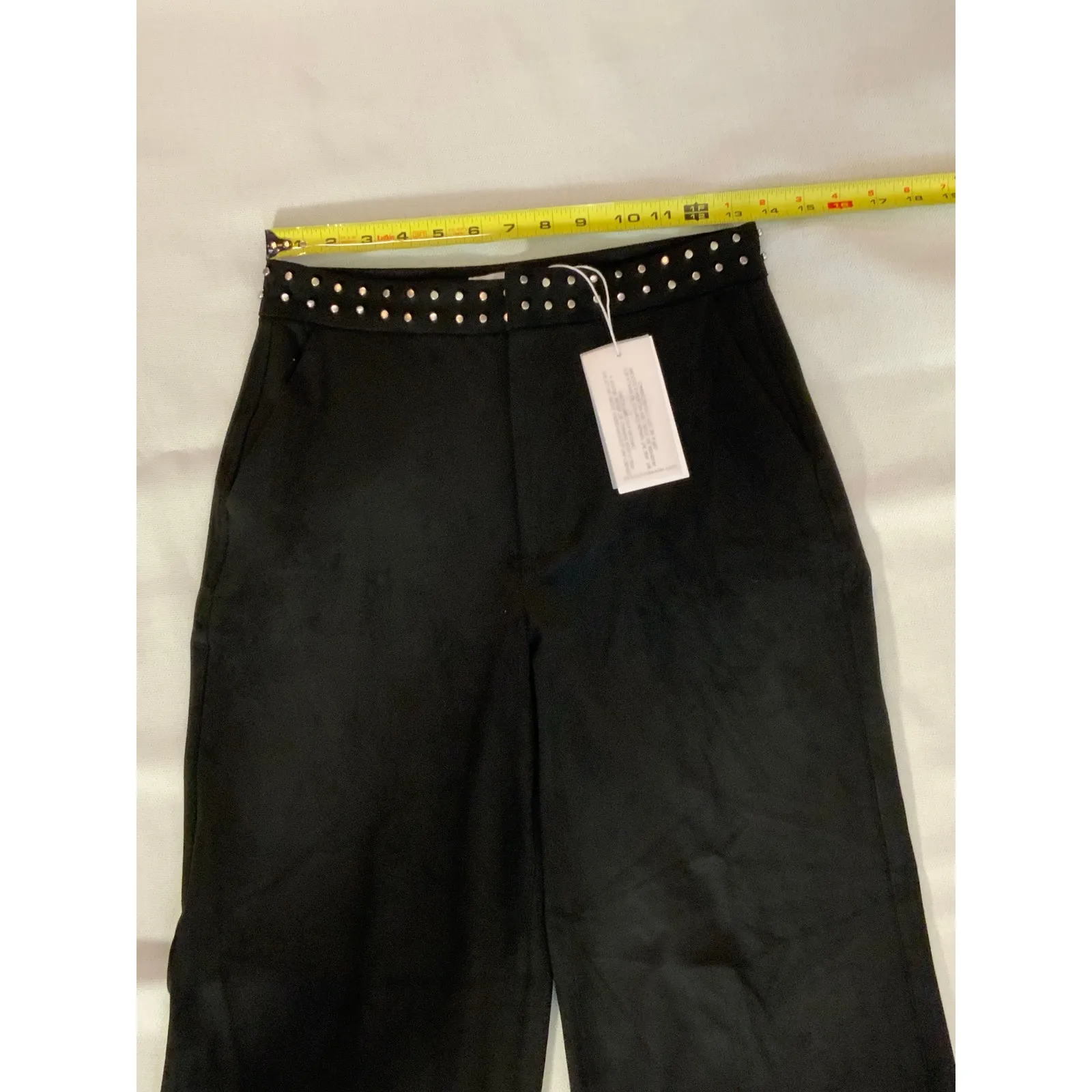 Dear John Fiona High Rise Wide‎ Leg Black Suede Pants, Size 26 - Image 6