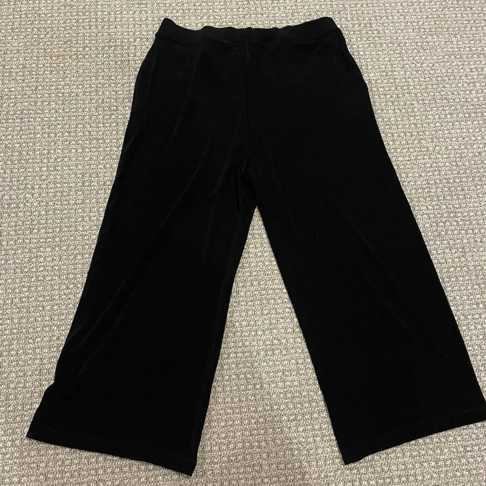 Chicos Pants Womens Sz 2 Large Black Pull On Travel Lounge Acetate Slinky - Image 3