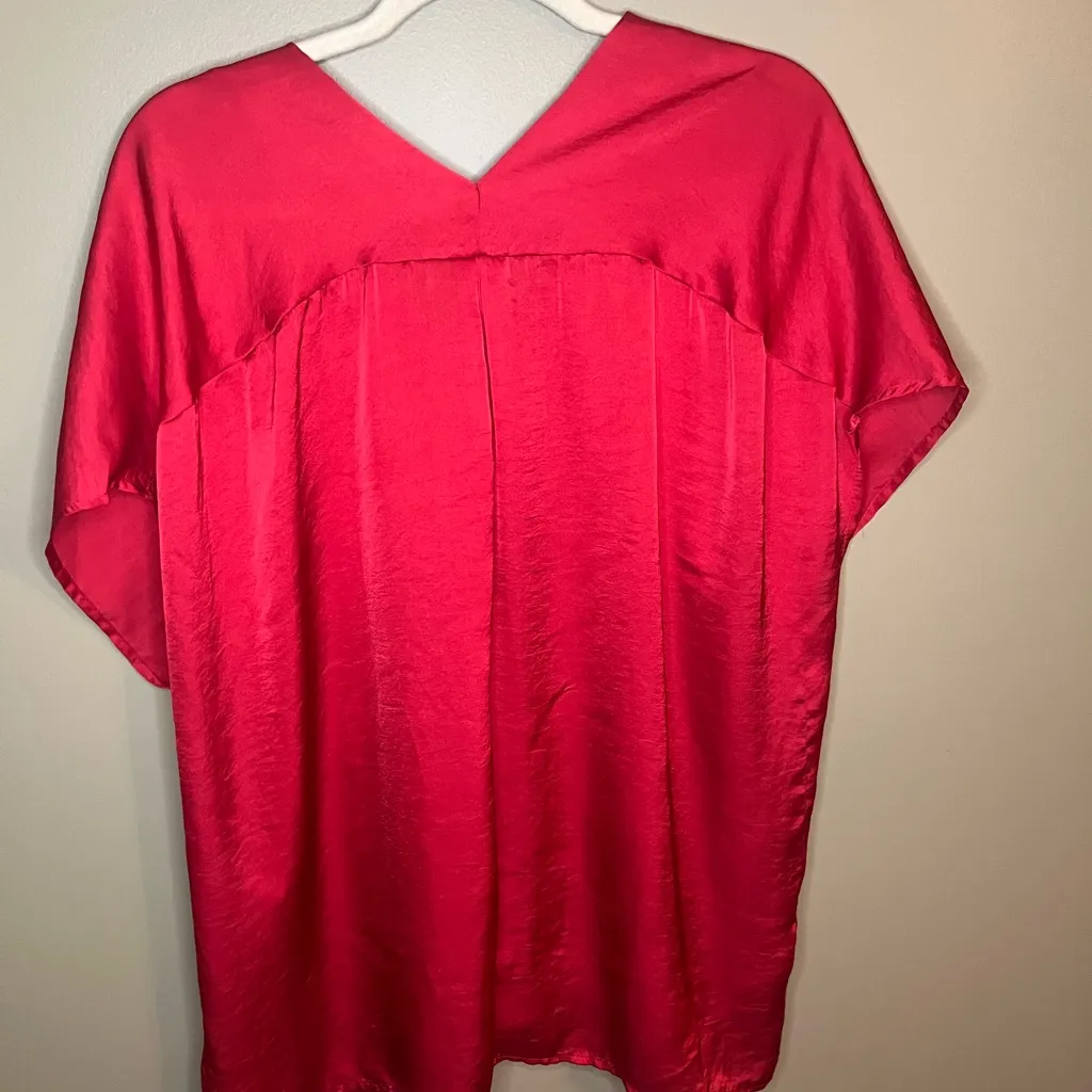 Adrienne Women’s Vibrant Red Sheer Oversized Blouse - Image 5