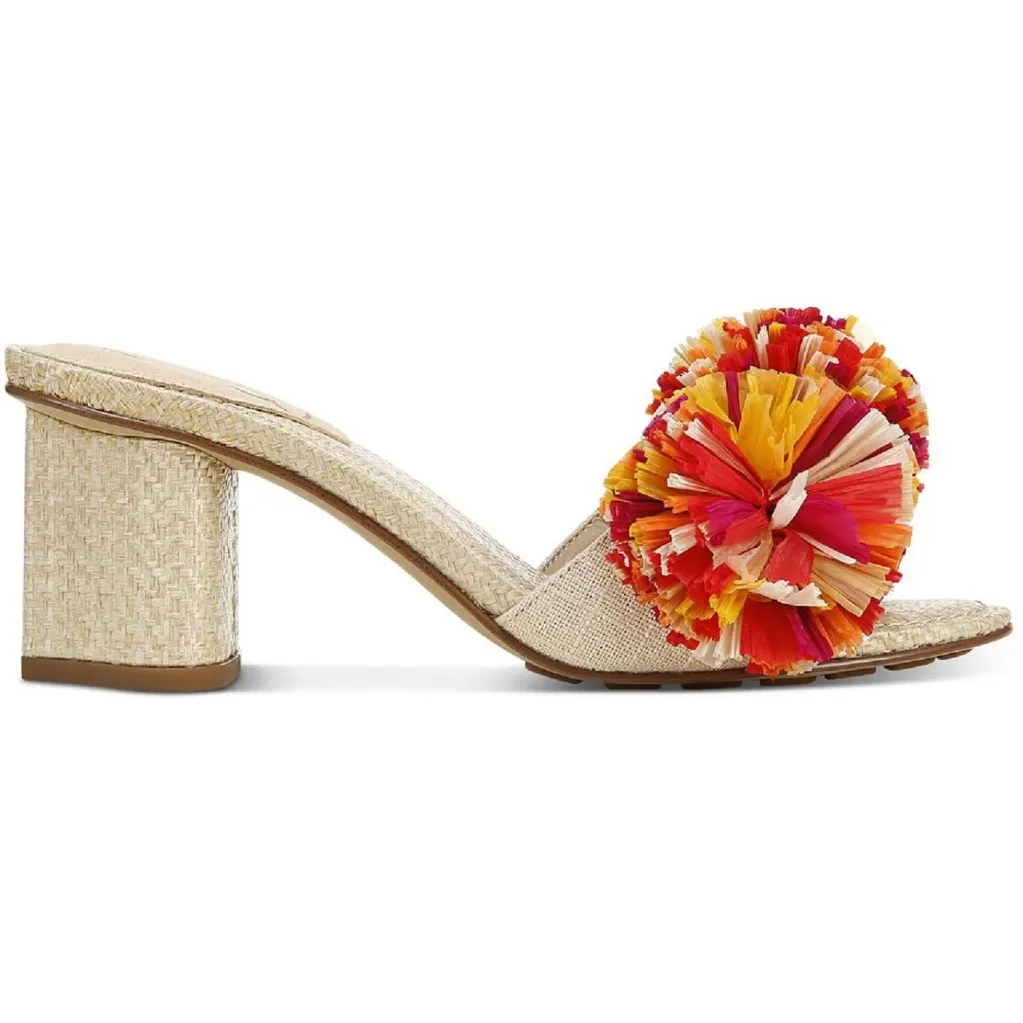 Sam Edelman Womens Olia Pom Slide Heels Sand Linen Size 7 NEW GORGEOUS - Image 2