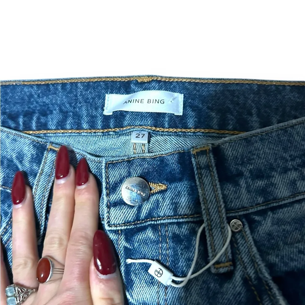 Anine Bing Lara Cotton raw Hem High waist Distressed Jeans Size 27 - Image 5