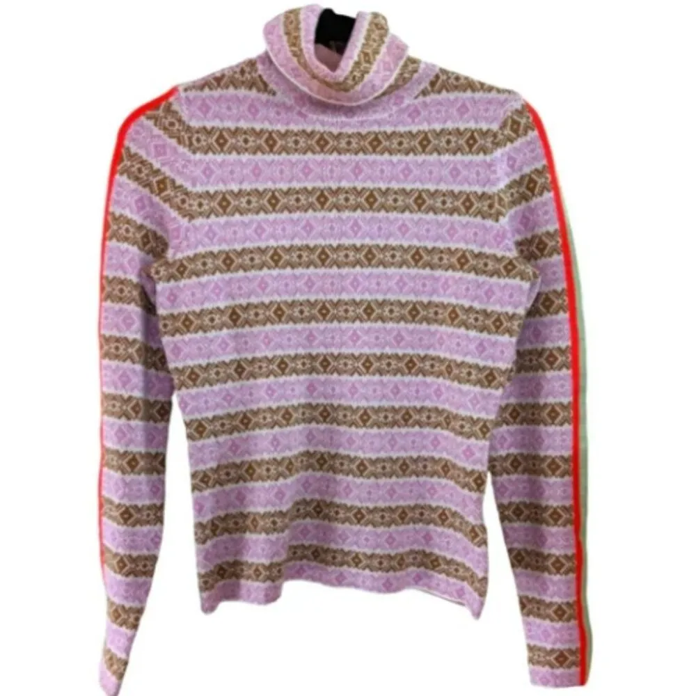 ANTHROLOGIE Maeve Ski Slope Fair Isle Turtleneck Sweater XSmall - Image 3