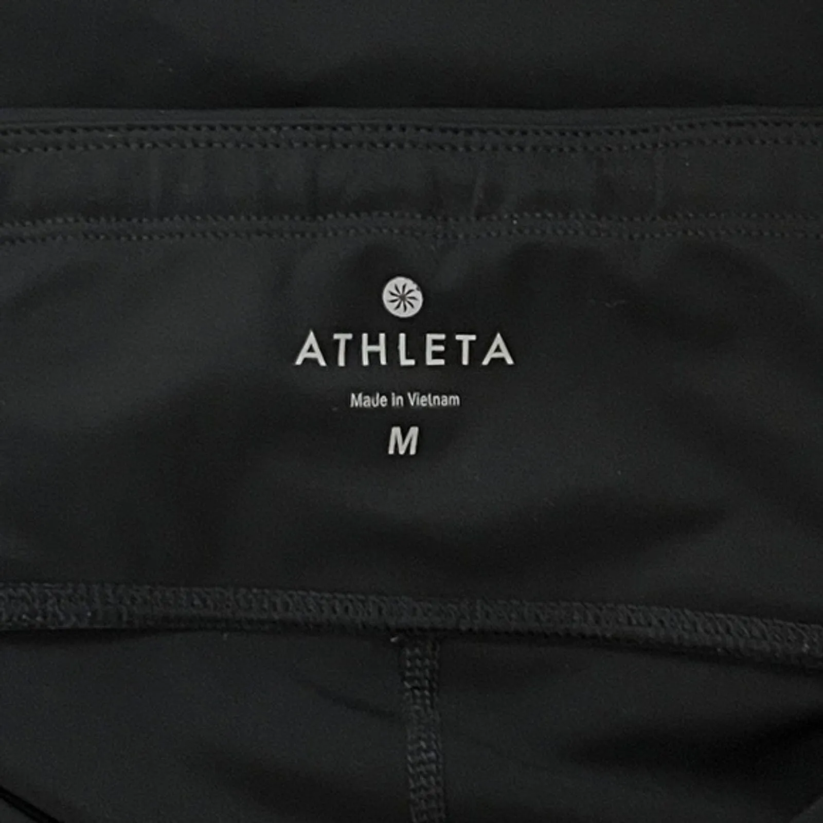 Athleta Pants Women Medium Spliced Sonar Tight Black Navy Blue Yellow Athleisure - Image 5