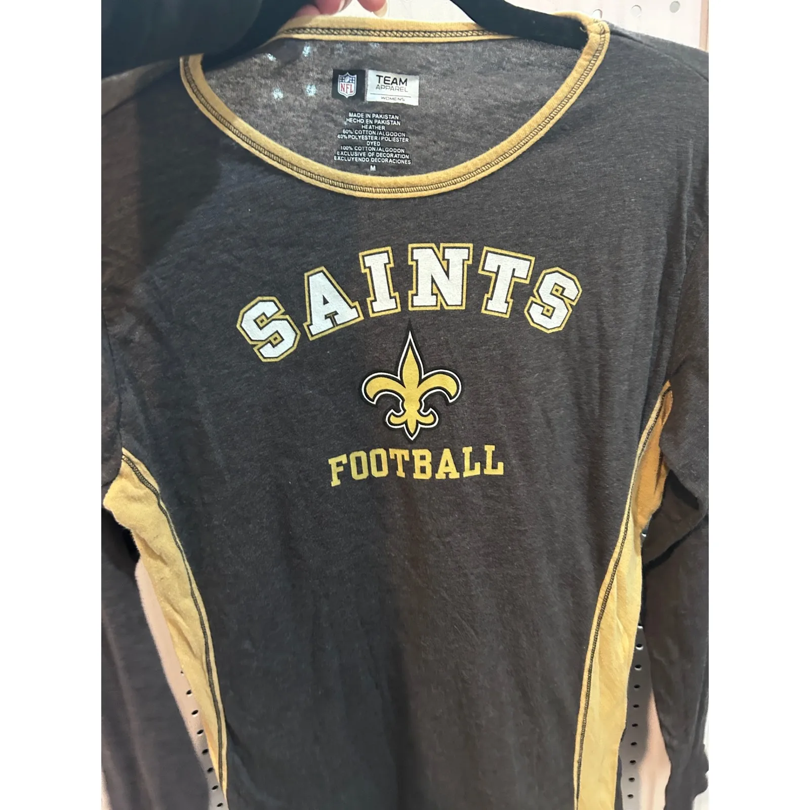 Womens NFL New Orleans Saints Football Long Sleeve Shirt‎ Team Apparel Size M - Image 4