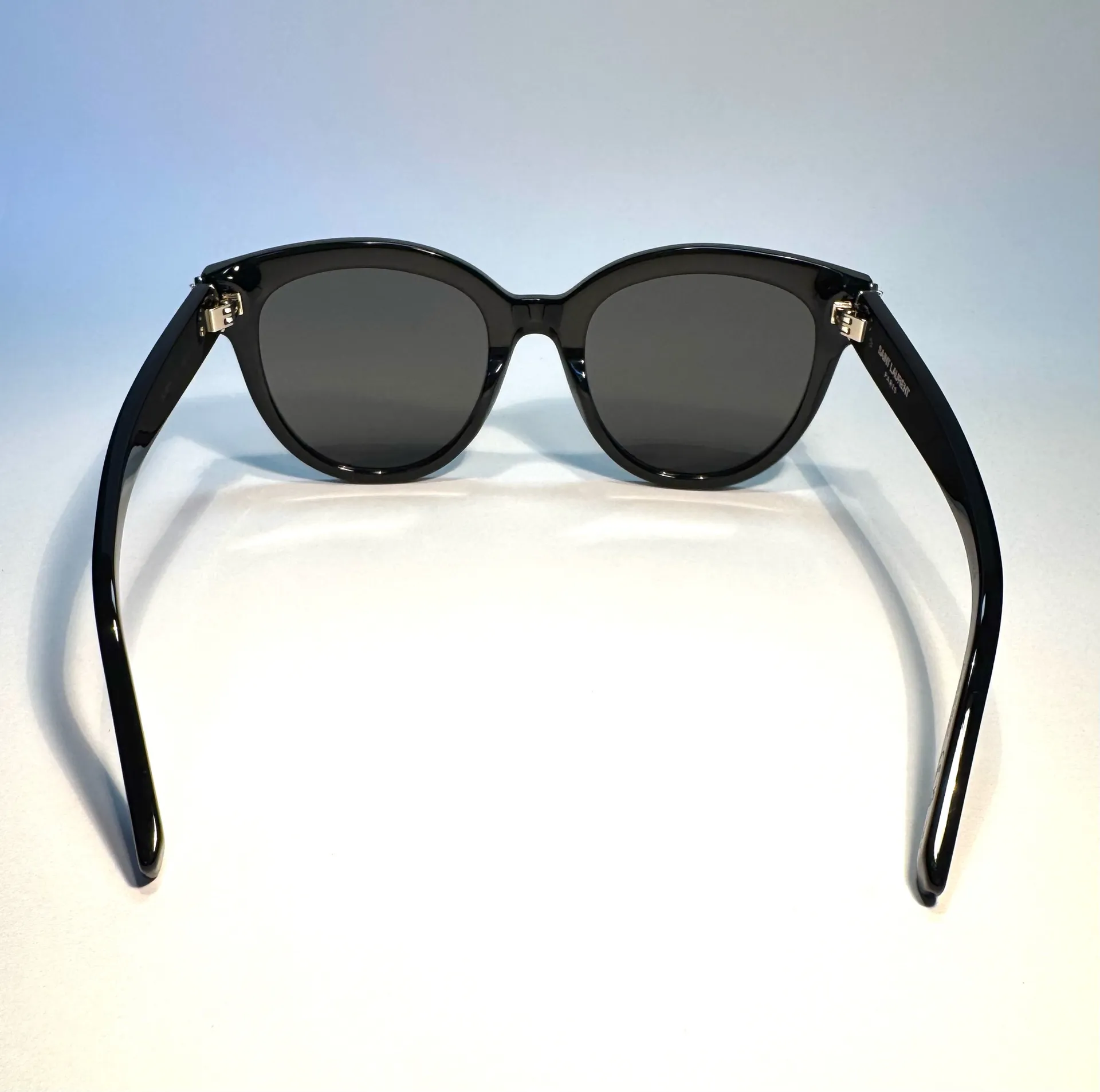 Saint Laurent – Round Gray Lenses, Polished Black Acetate Frame, New & Authentic - Image 7
