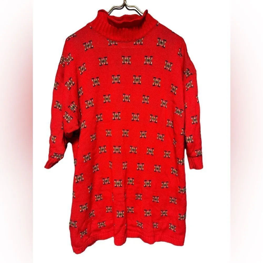 Authentic Vintage Red Sweater Dress Christmas Large/XL - Image 2