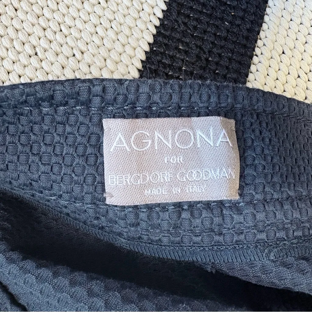 Agnona x Bergdorf Goodman Textured Cotton Blend Straight Leg Trousers in Navy Blue Size 8 - Image 14