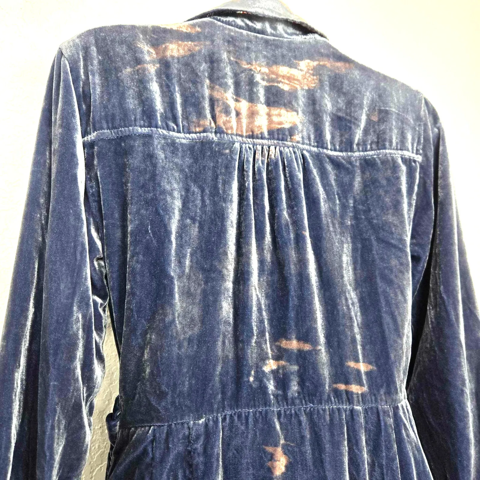 Maeve by Anthropologie Blue Crushed Velvet Shirt Dress Size 2 - Image 5