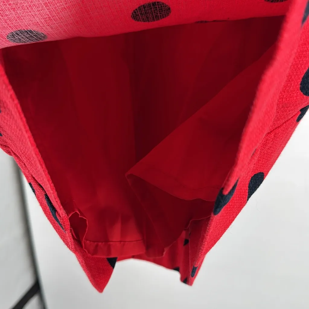 J. Crew Factory Red Dress with Navy Dots structured sleeveless above knee office Size 6 - Image 10