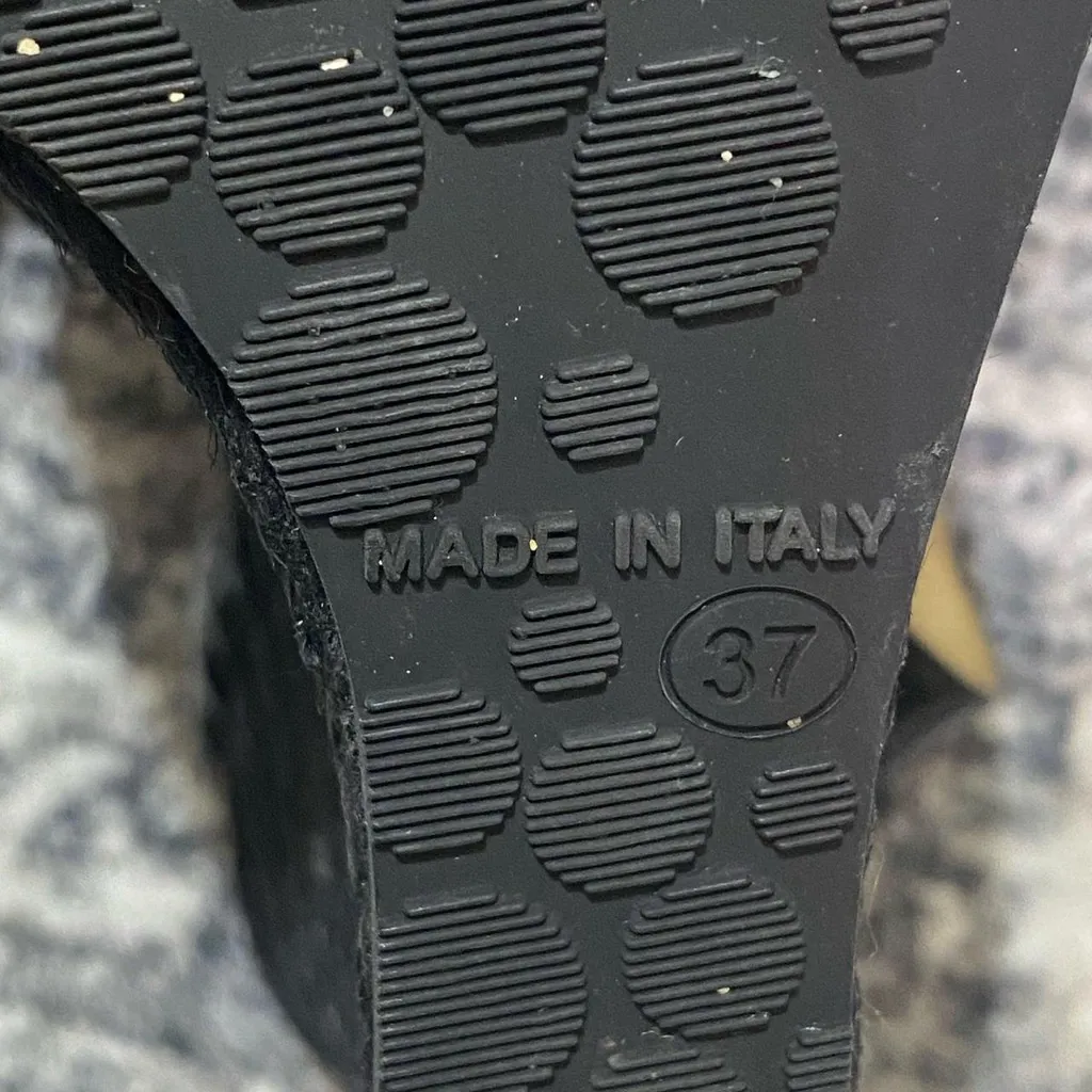 Jimmy Choo Black Patent Espadrille Wedge Sandals Size EU 37 WUS 6.5 - Image 6