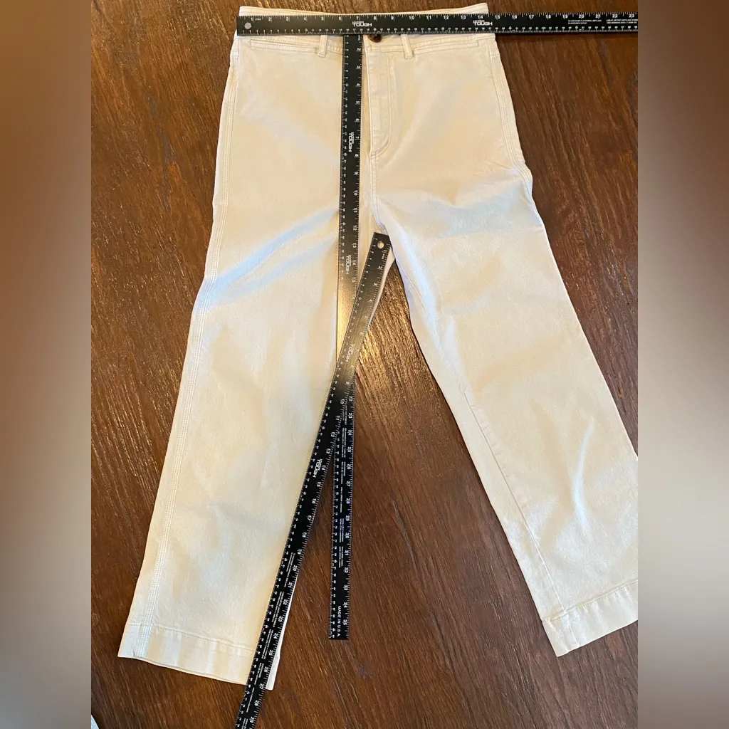 Loft by Ann Taylor Jeans Wide Leg High Rise Ivory Cream Size 27/4 - Image 9