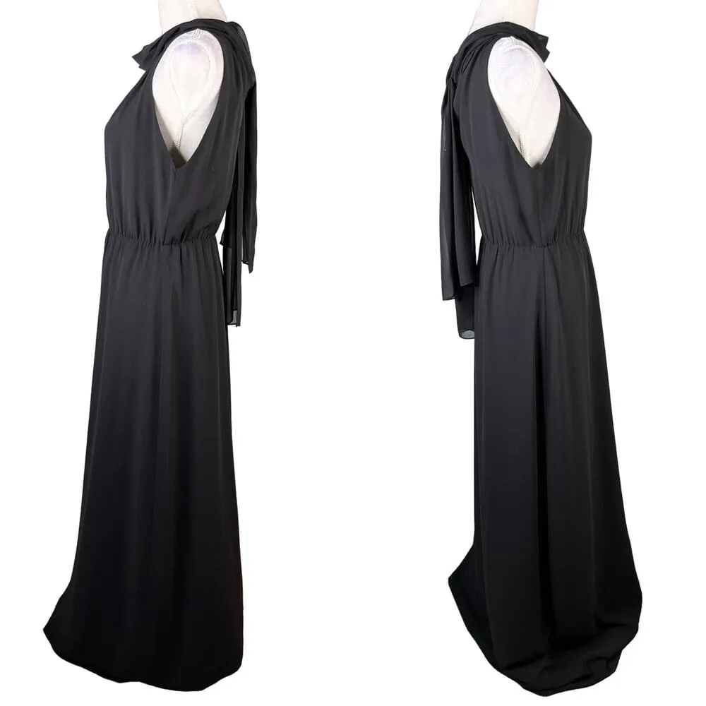 Ceremony by Joanna August Black Maxi Dress M Scarf Special Occasion Size M - Image 4