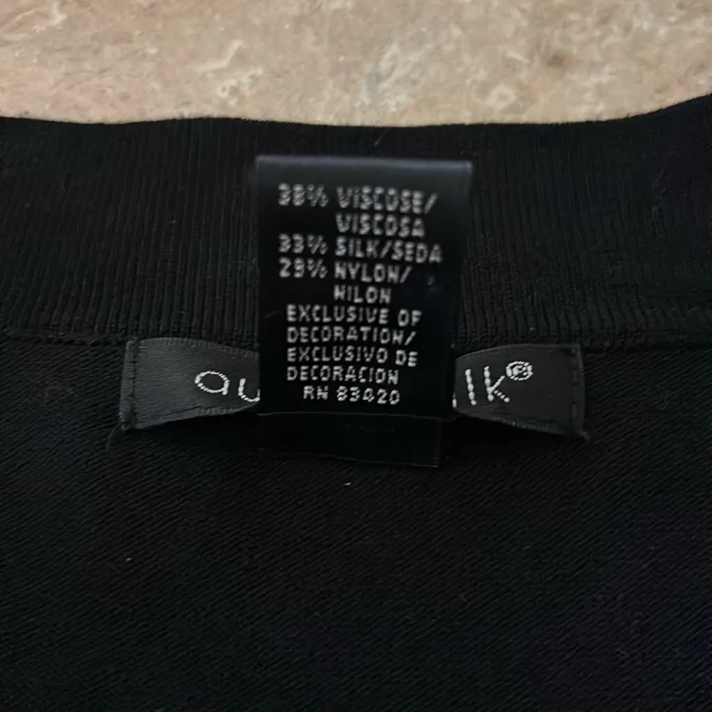 August Silk Sophisticated Silk Blend Black Top With Scarf Accent Size M - Image 4