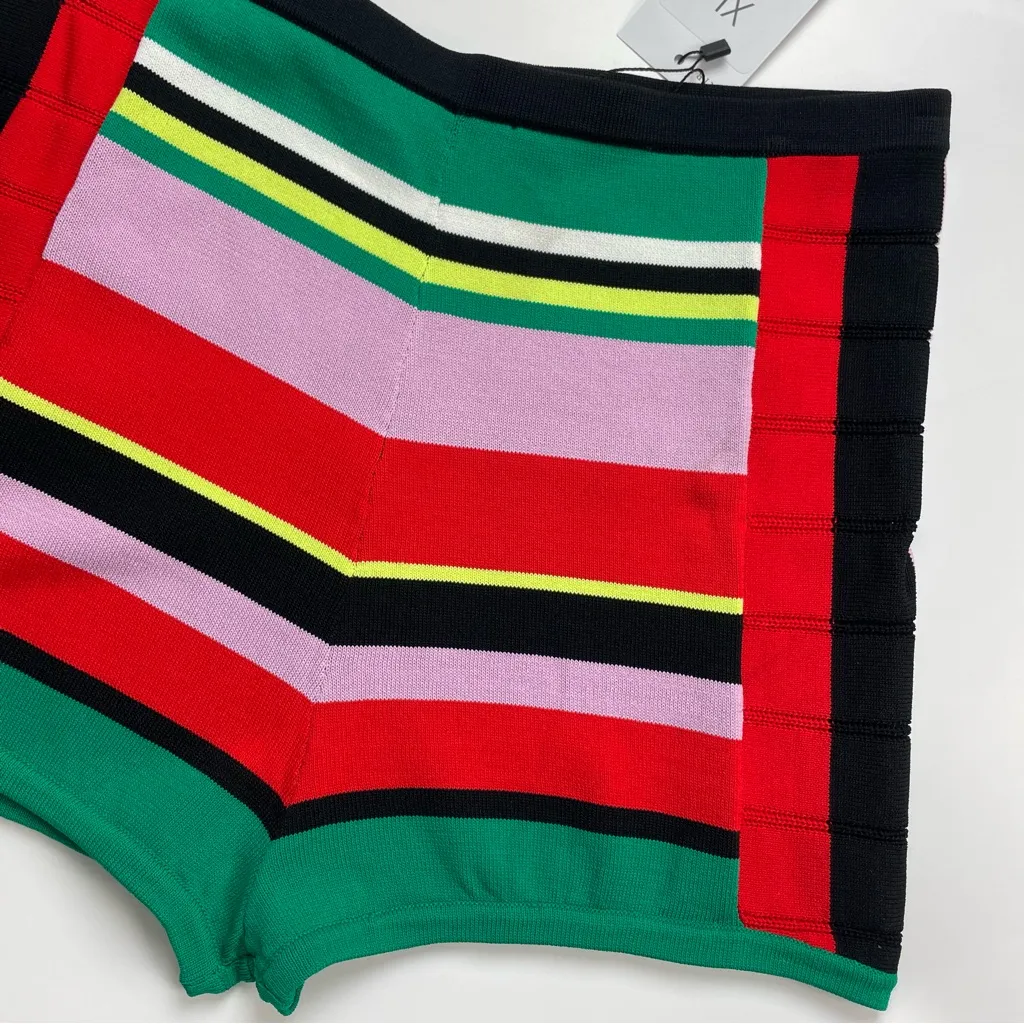 AKIRA Shorts Striped Knit Day Trip Short Women Size XL NWT Colorful High Waisted - Image 7