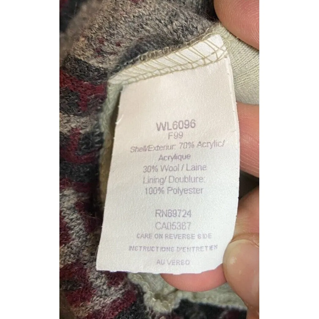 VTG Columbia Womens Small Maroon Grey Aztec Wool Fleece Zip Jacket USA 90s Y2K - Image 9