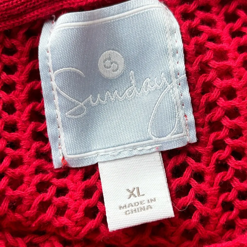 Sundry red sweater hooded loose knit pull over cotton tunic XL Anthropologie - Image 5