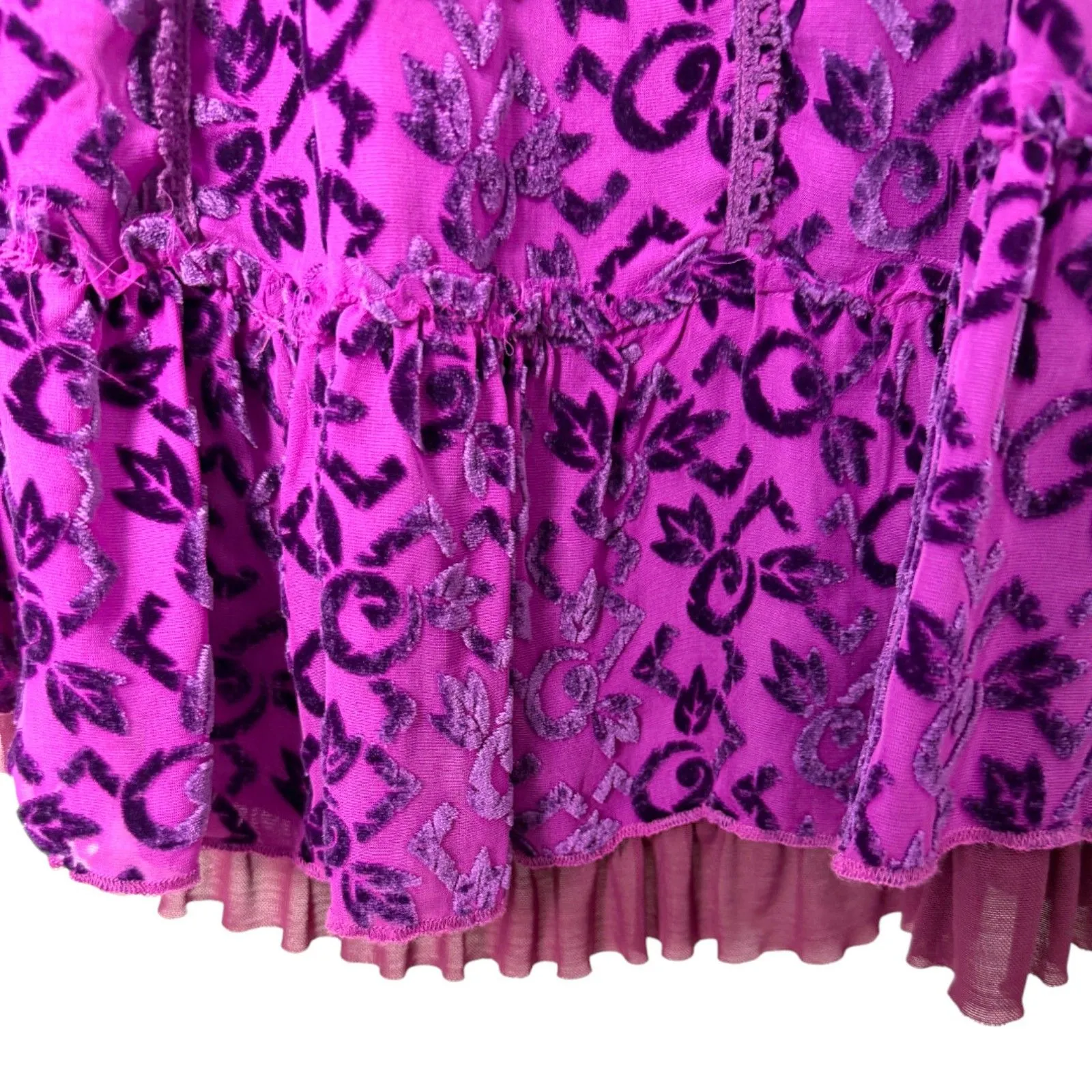 Free People Silk Mohair Purple Knit Velvet Babydoll Dress Size 4 - Image 7