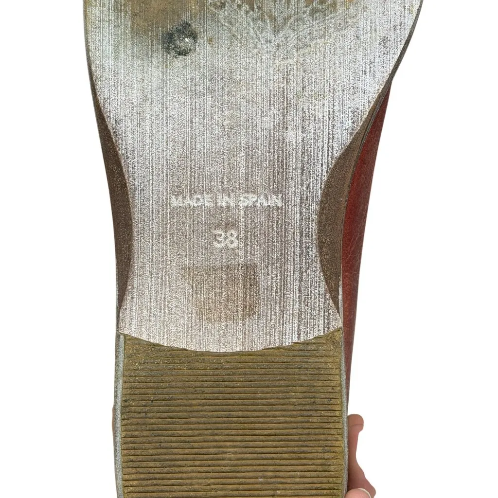 Free People Royale D’Orsay Brown Leather Flat Shoes EU 38 US 7.5 Made in Spain - Image 6
