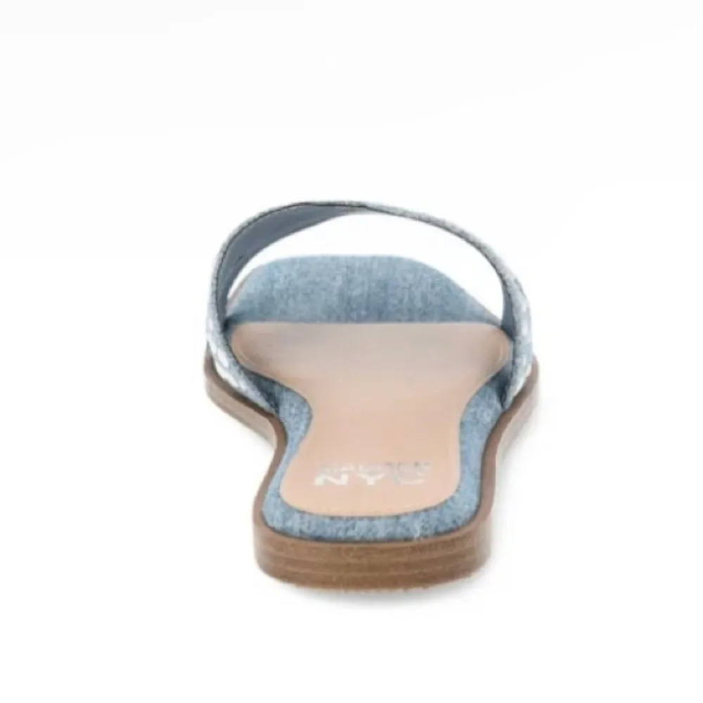 MADDEN NYC Womens Slip On Slide Sandals Size 9 Denim Diamanté New Blue - Image 5