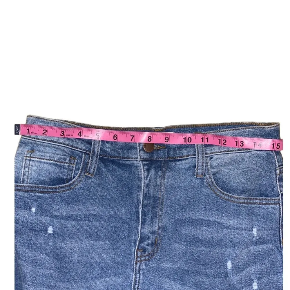 VIBRANT MIU WOMEN W29 SIZE 11DISTRESSED JEANS STRETCH Med BLUE - Image 7