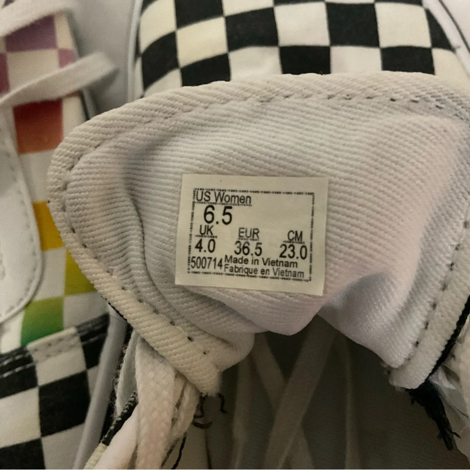 Van Ward Rainbow Checkerboard Low Top Lace Up Sneaker 6.5 Skater Retro Casual - Image 8