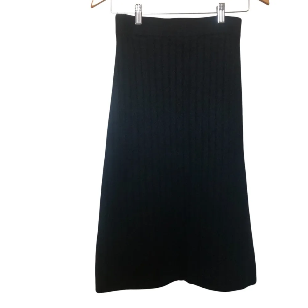 Mongolian Black Cashmere Ribbed Women’s Midi Skirt Size Medium NWOT - Image 4