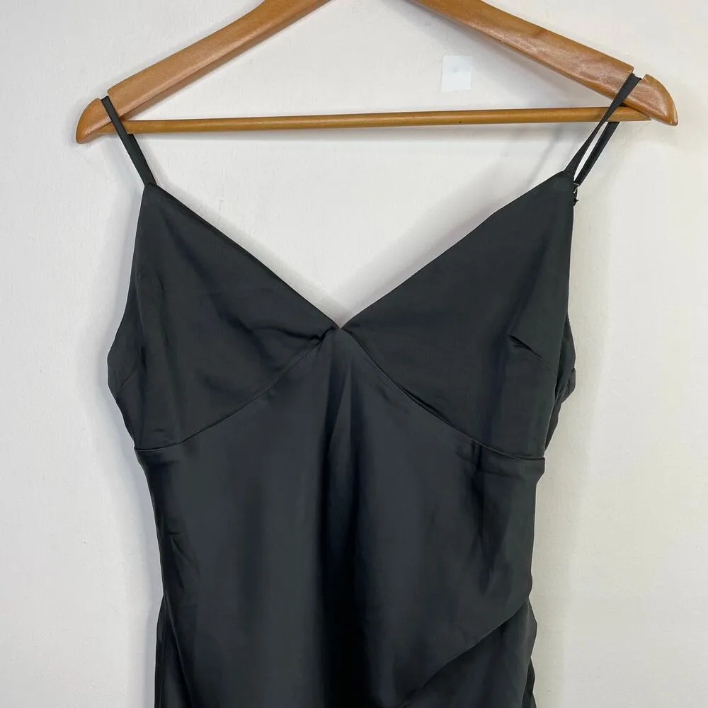 Altard State Ulissa Black Satin Strappy Slip Dress Faux Wrap Skirt Mini Women S - Image 3