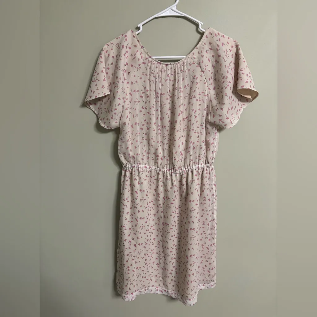 J. Crew Silk Chiffon Floral Blouson Agate Dress Size 4 Small Short Sleeve - Image 2