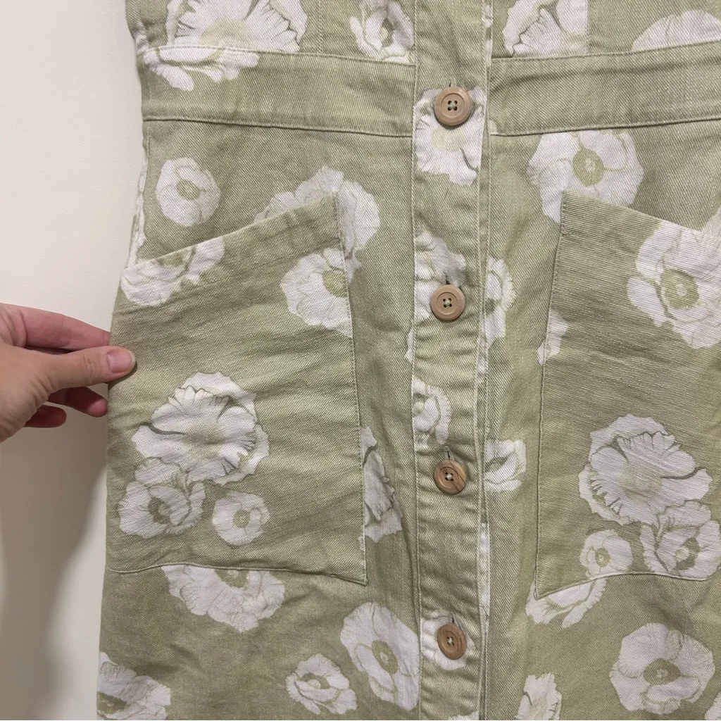 Anthropologie Sissa Daisy Days Floral Jumper Dress Sage Green Size 0 - Image 5