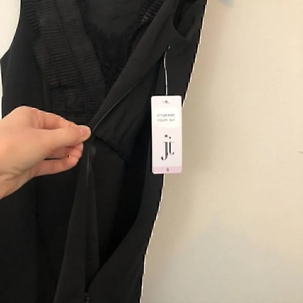 NEW NWT JULIA JORDAN Solid Black Pleated Lace Sleeveless Fit Flare Party Dress 6 - Image 10