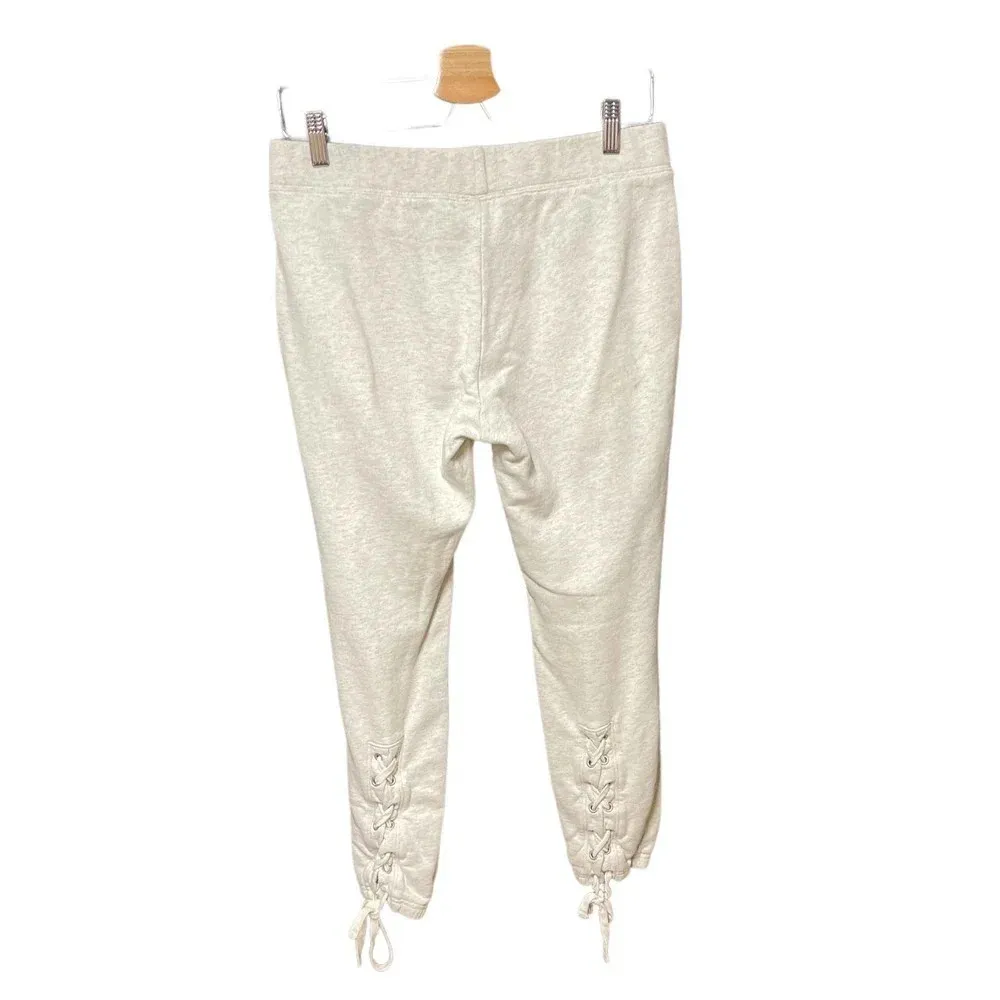 Pam & Gela Lace-up Jogger Sweatpants Oatmeal Cream Gray Size Small‎ - Image 8