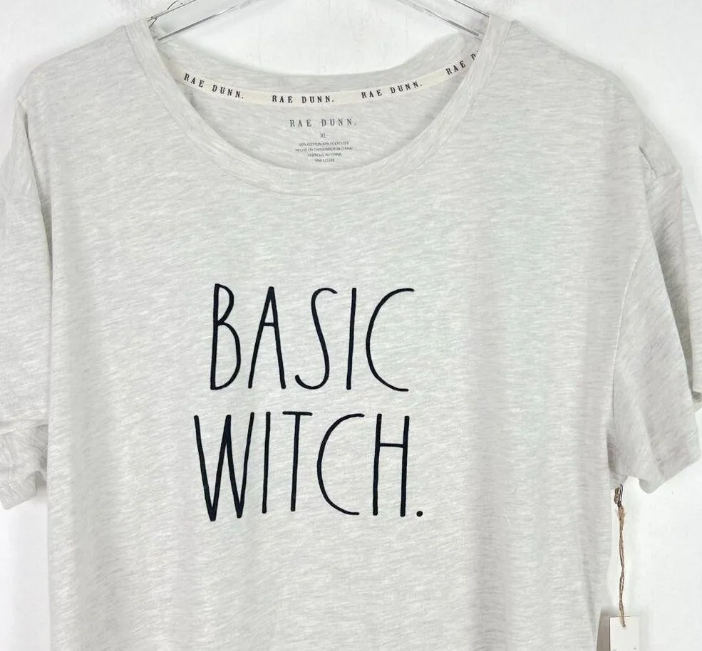 NWT Rae Dunn Basic Witch Short Sleeve T-Shirt Tee Halloween Gray Size XL NEW - Image 2