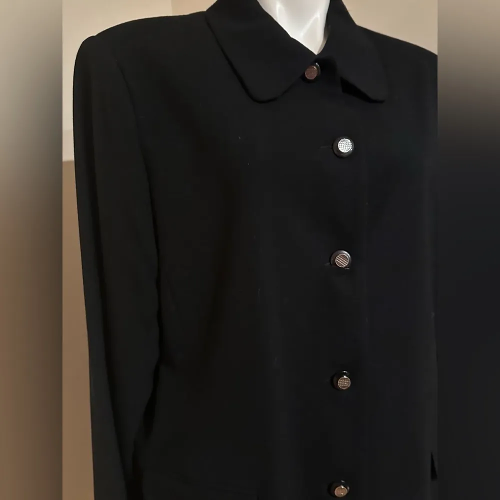 Alfred Dunner Black Metal & Brown Button Down Collared Dressy Jacket Sz 18 - Image 2