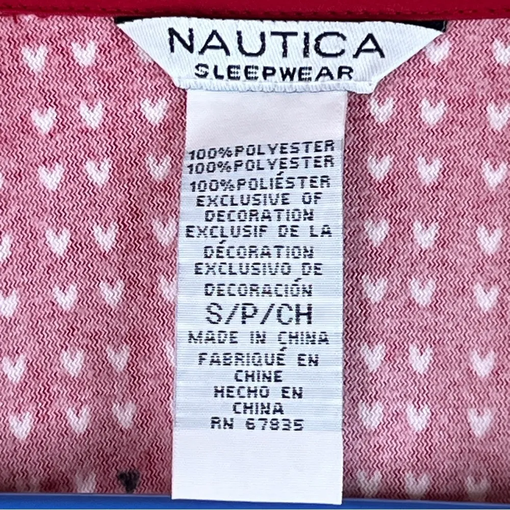 Nautica Sleepwear Size Small Red Button Front Top with White & Black Hea… - Image 5