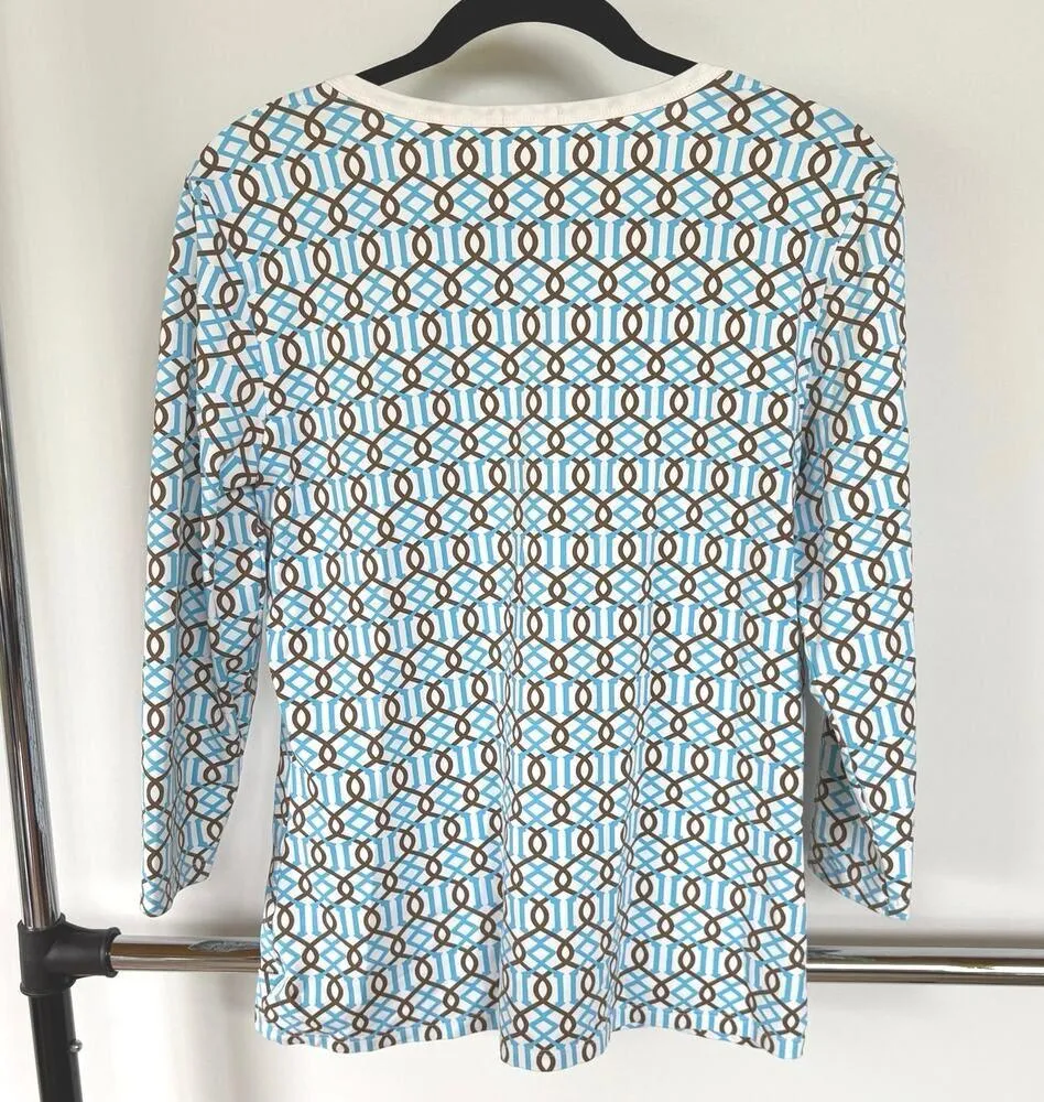 J. McLaughlin Catalina Cloth Bold Tennis Golf 3/4 Sleeve Stretch Top Large - Image 3