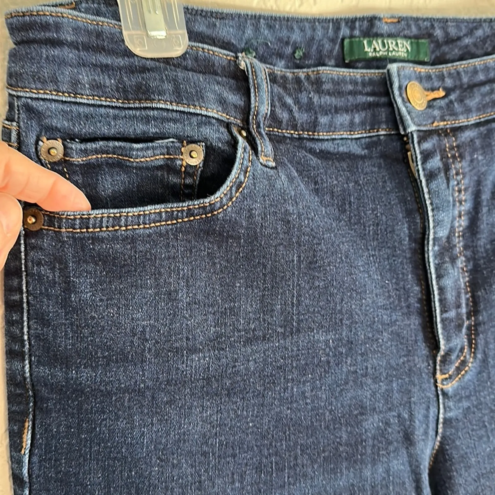 Ralph Lauren Blue Jeans Skinny Size 12 Classic Preppy Denim 28" Inseam - Image 3