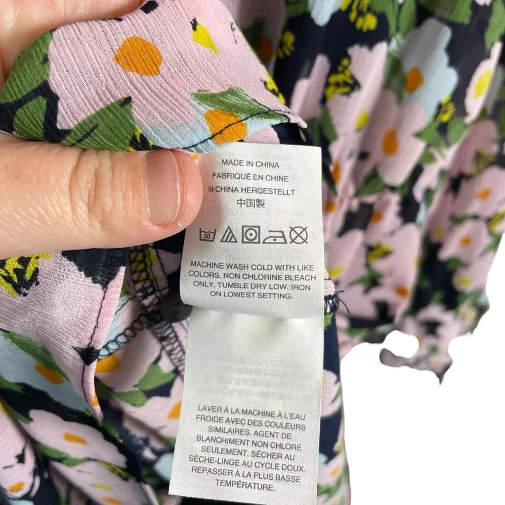 J. Crew Mercantile Drapey Floral Tie-Front Dress in Blue/Purple Size XS - Image 12