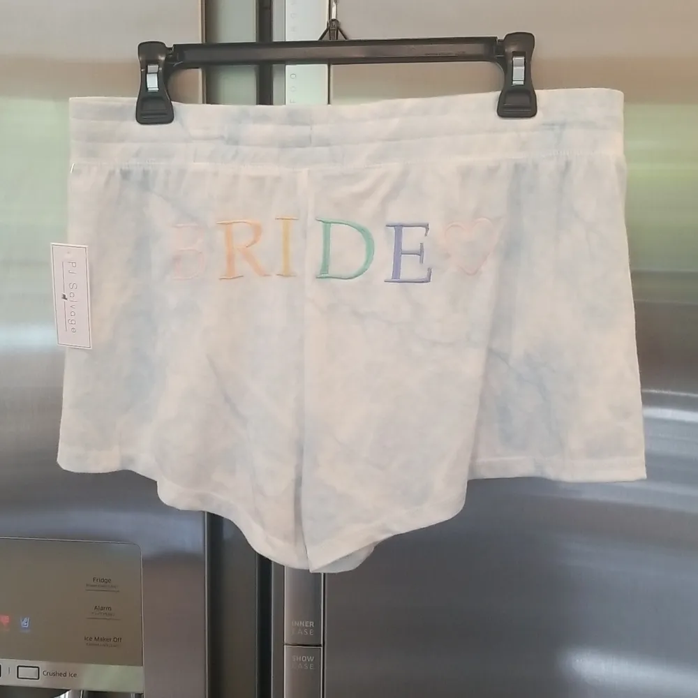 💕PJ SALVAGE💕 Bride Embroidered Pajama Shorts ~ Powder Blue Large L NWT - Image 6