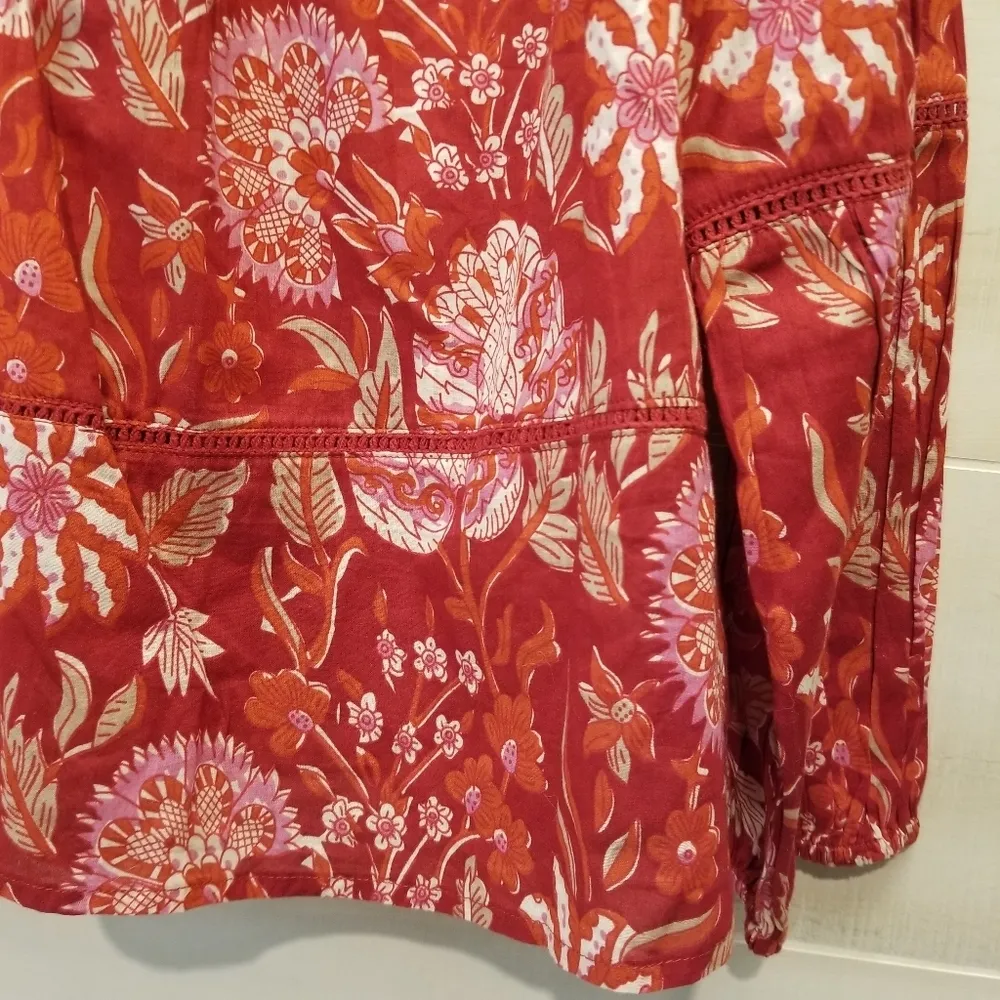 {S} Rachel Zoe Embroidered Floral Peasant Babydoll Top - Image 4