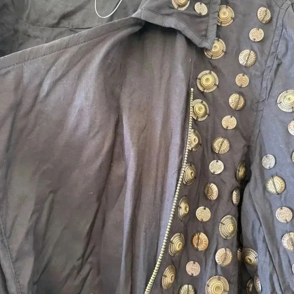 Free People Bohemian Retro Vintage Inspired Rare Corrie Coin Jacket SZ S - Image 10