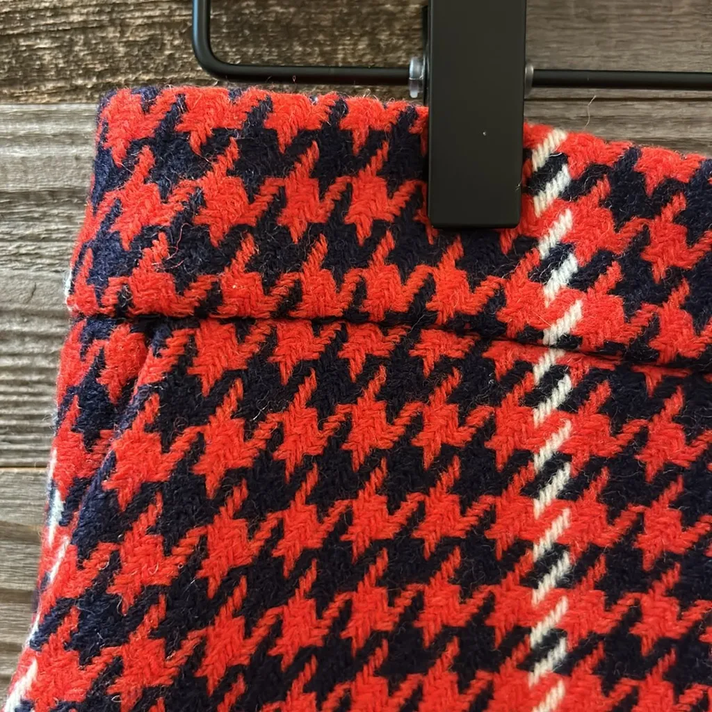 Boden British Tweed Red Navy Houndstooth Skirt Size 4L - Image 4