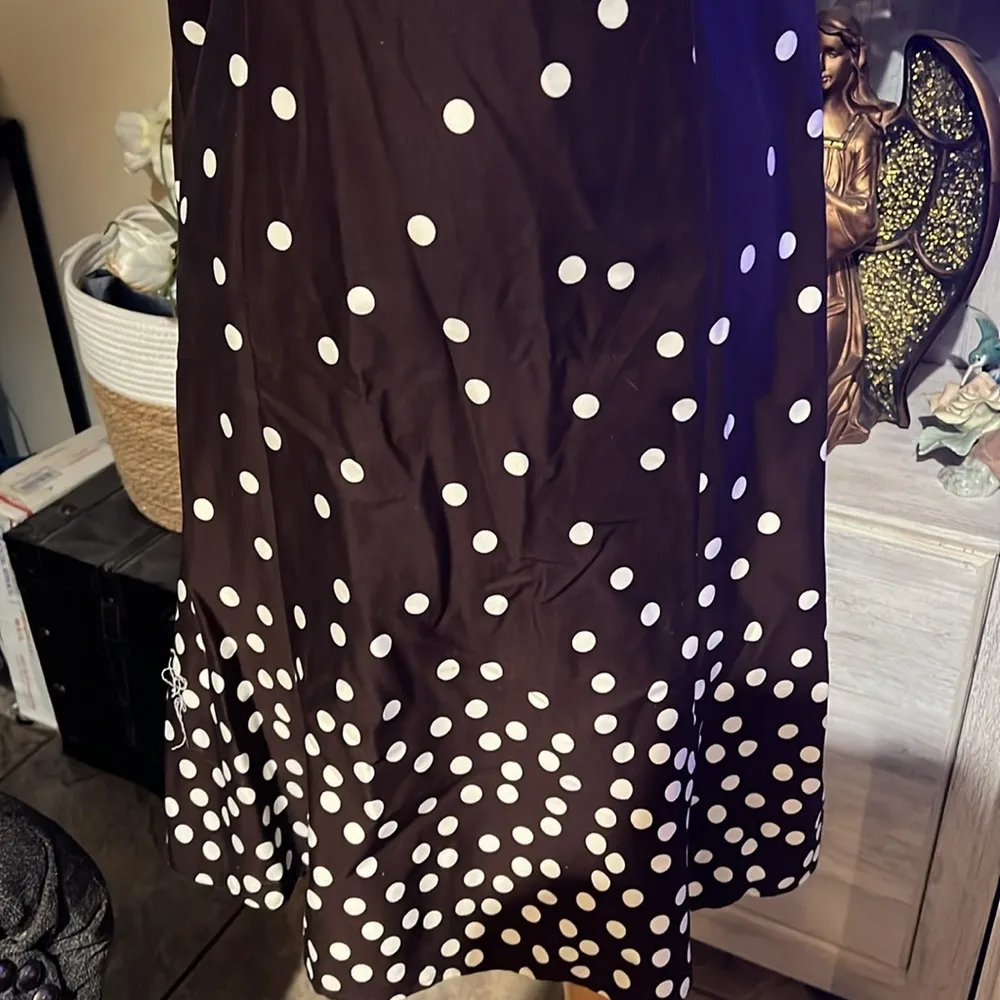 Vintage sleeveless white polkadot print a line 30s 40s style size10 pretty woman Brown Size 10 - Image 3